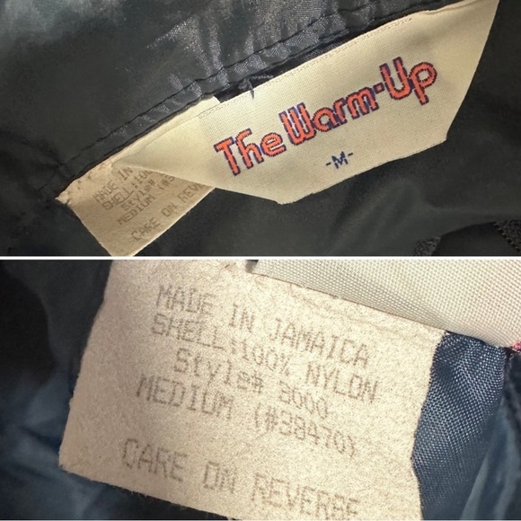 Vintage 80s The Warm-Up Navy Blue Nylon Zip-Up Jacket Men’s Size Medium Sporty - Picture 8 of 8